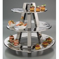 3 Tier Display Stand - Hammered Stainless Steel