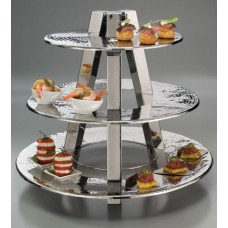 3 Tier Display Stand - Hammered Stainless Steel