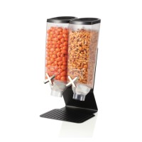 Two-Container Table Top Dispenser With Black Steel Stand Two-Container Table Top Dispenser With Black Steel Stand