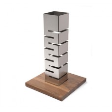 SKYCAP® 22.5” Stainless Steel Tall Column Multi-Level Riser with Walnut Base