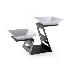 Rosseto® Swan Multi-Level Black Matte Riser System & 2 Porcelain Bowls